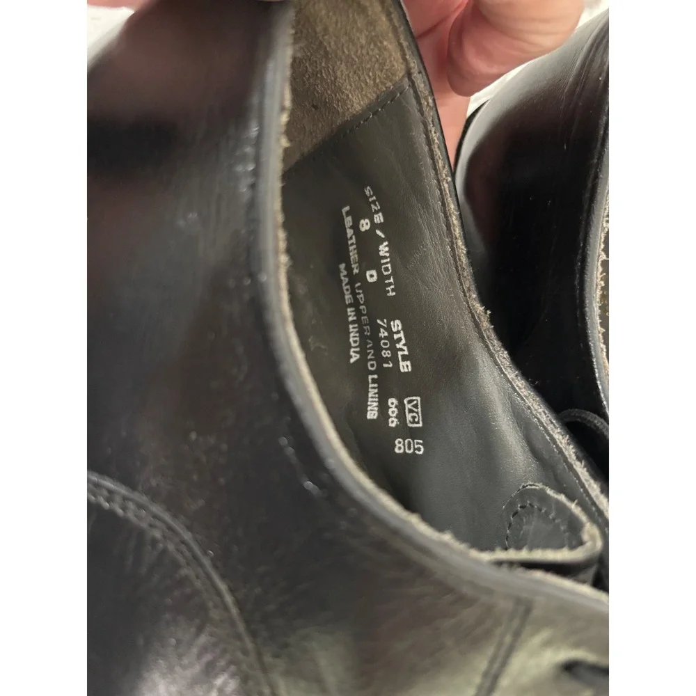 Oakton Classics Mens Black Leather Cap Toe Oxford Dress Shoes Cat's Paw Heel 8 D
